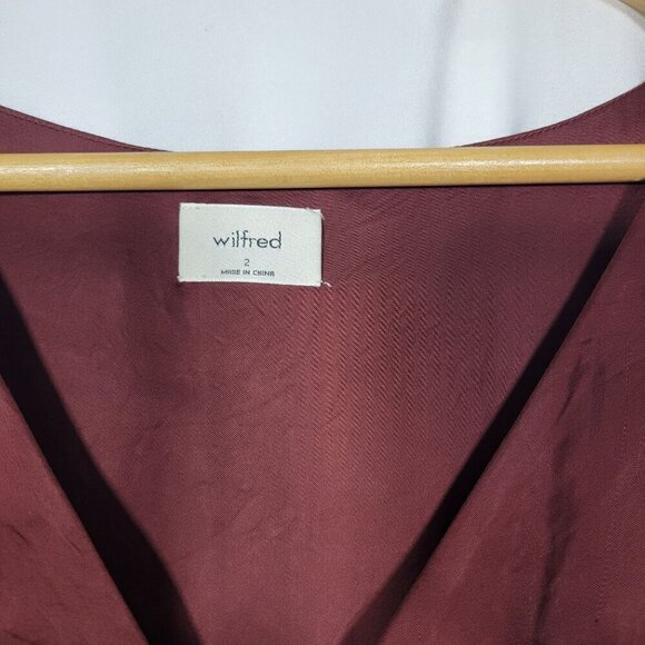 Aritzia Wilfred Women's Truffle Rhythm Dress Satin With Puffed Sleeves Size 2 - Picture 6 of 12